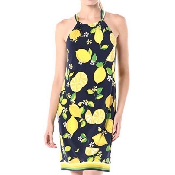 Trina Turk Rancho Lemon Print High Halter Dress Size XS - Picture 1 of 13